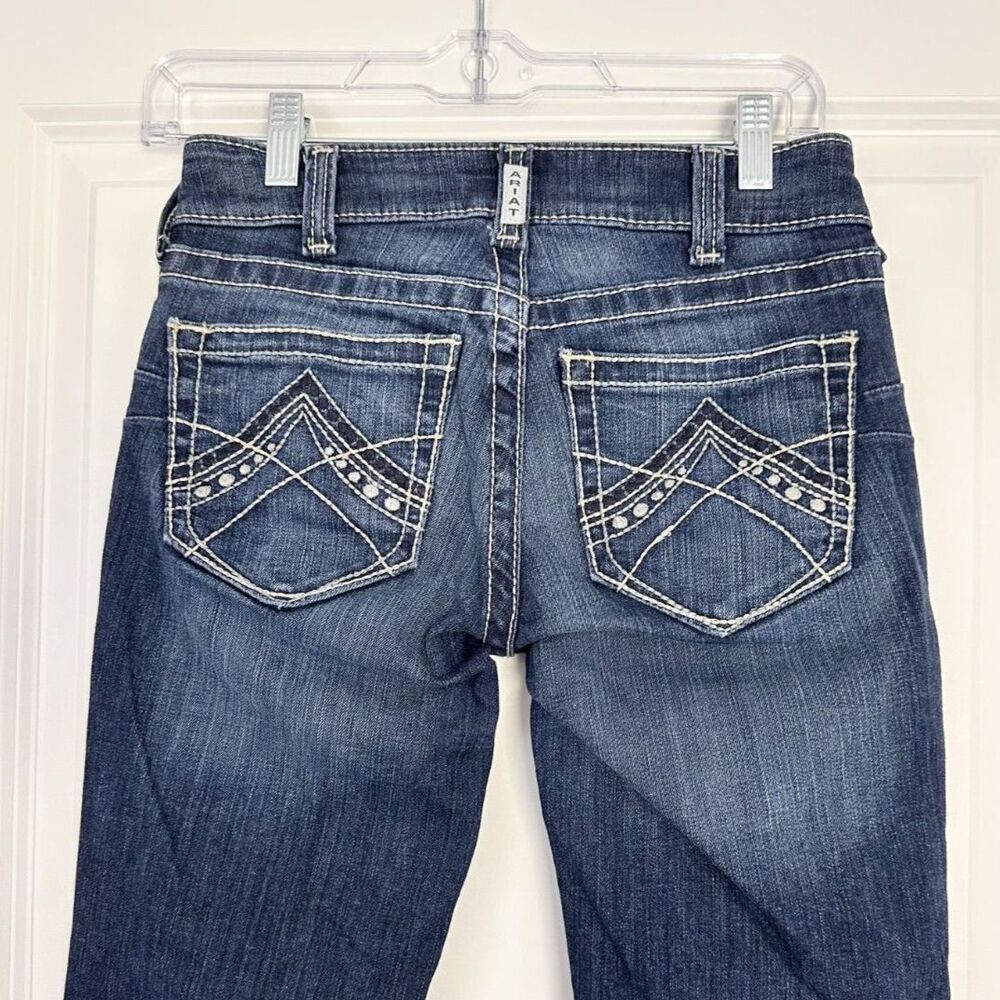 Ariat REAL Entwined Jeans 25R Dark Wash Mid Rise Boot Cut Stretch Embroidered